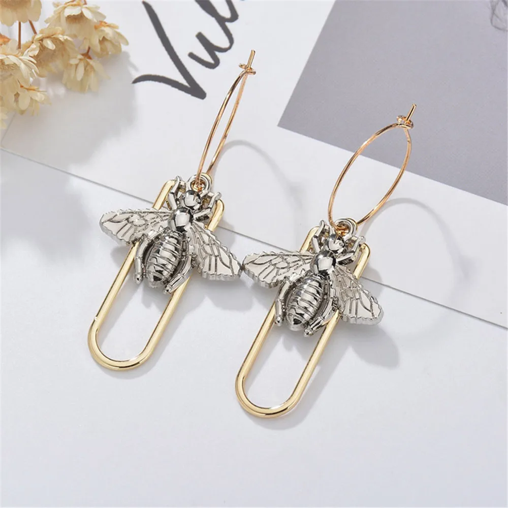 

MLING New Gold Silver Animal Alloy Earrings Vintage Bee Drop Earrings For Women