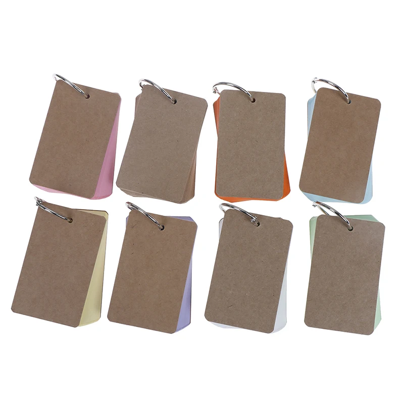 

1pc Multi Colors Binder Ring Easy Flip Flash Card Kraft Paper Study Cards Blank Pages Bookmark/ DIY Greeting Card/Index Card