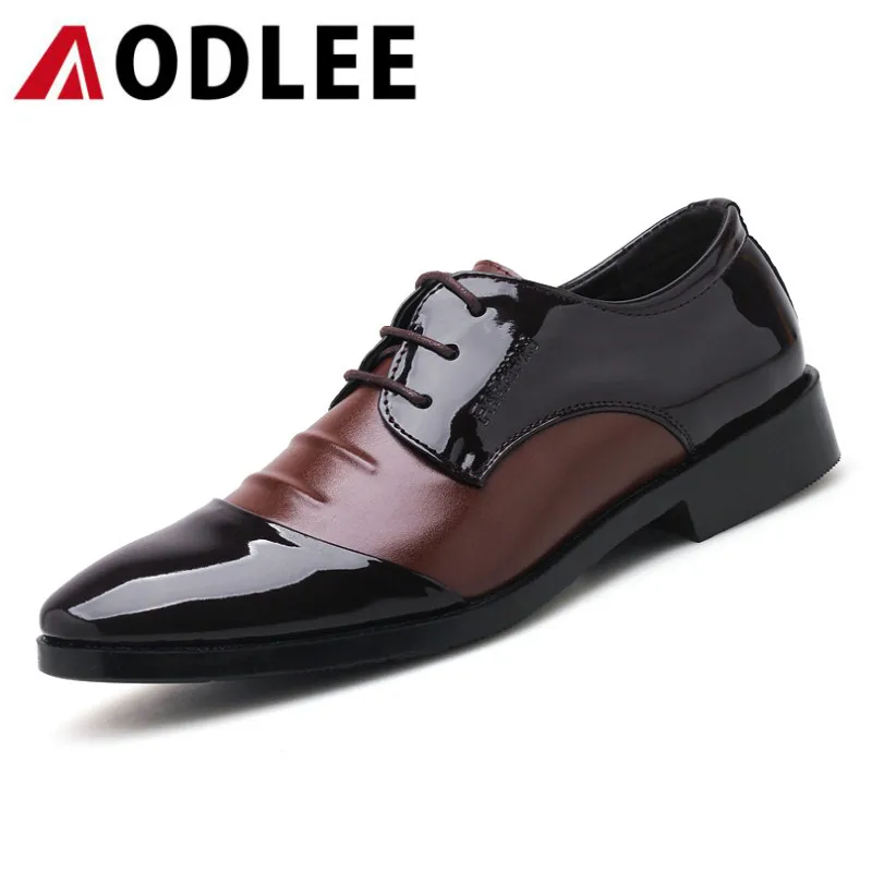 

AODLEE Fashion Men Patent Leather Dress Shoes Zapatos de hombre Plus Size 38-48 Black Brown Oxford Shoes for Men Wedding Shoes