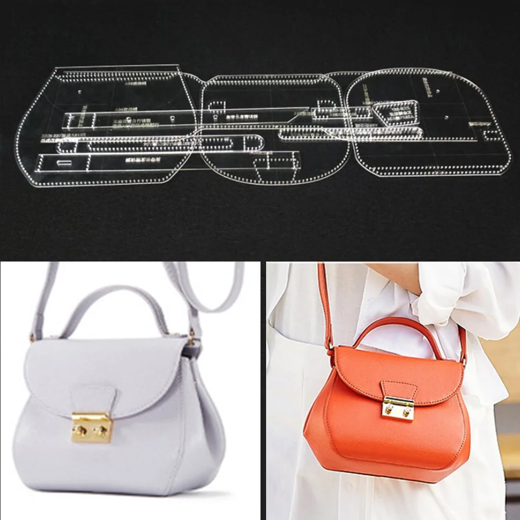 10Pcs DIY Women's Handbag Stencil Template Acrylic Leather Shoulder Bag Pattern Craft Tool