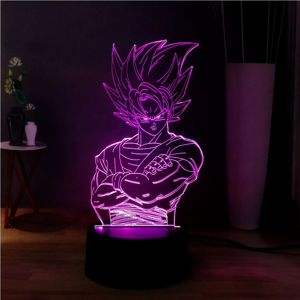 Новинка 3D иллюзия Лампа Dragon Ball Kakarotto RGB 7 цветов Изменение акриловый светодиодный