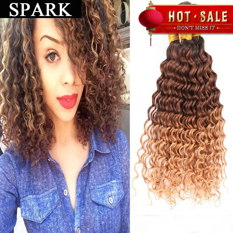 

7A Brazilian Hair Weave Bundle 1pc/Lot or 2Bundle Brazilian Virgin Hair Deep Curly 100% Human Hair Wigs Ombre Curly ishow hair Y