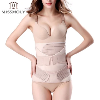 

Miss Moly 3 in 1 Postpartum Support Recovery Belly Wrap Waist/Pelvis Belt CIncher Body Shaper Maternity Postnatal Shapewear Set