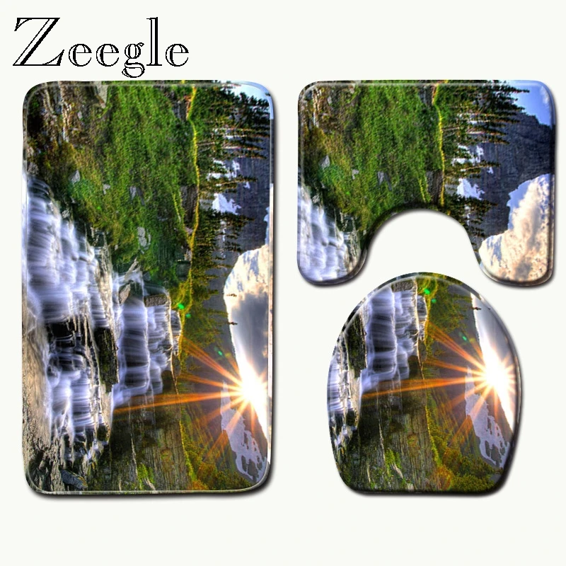 Zeegle 3pcs Anti-slip Bath Toilet Mats Set Soft Floor Rugs Absorbent Bathroom Carpet Pedestal Rug Lid Cover | Дом и сад