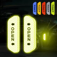 4pcs Car Door open Sticker Reflective Tape Universal Safety Mark Warning Decal Tape High Reflective warning caution mark anti collision prevention reflective open logo ho car auto motorcycle door trunk decal sticker car styling