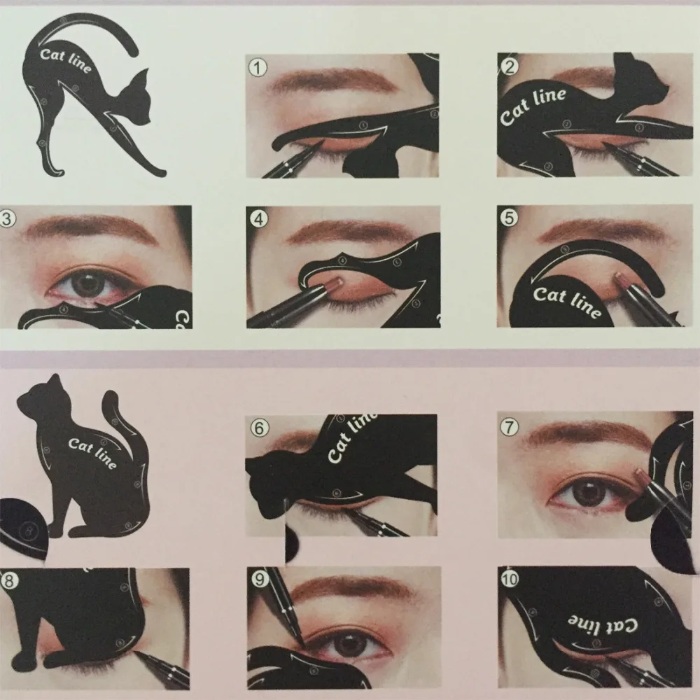 

Eyebrow Model Fuctional Design Cosmetic Tool 2pcs/set Cat Line Stencils Eye Makeup Eyeliner Eyeshadow Plastic Template Kit