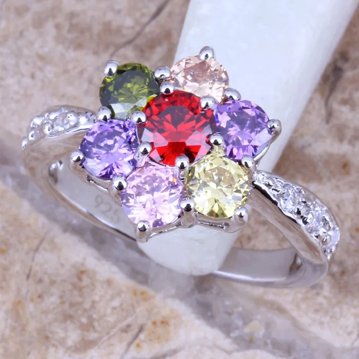 Женское кольцо с разноцветным цветочным покрытием Размеры 6 / 7 8 9 R0541|ring size|jewelry