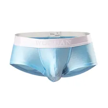 WOXUAN, Брендовые мужские сексуальные шелковые трусы, мини боксеры, шорты, нижнее белье для геев, мужские трусы с мешочком, трусы, трусы