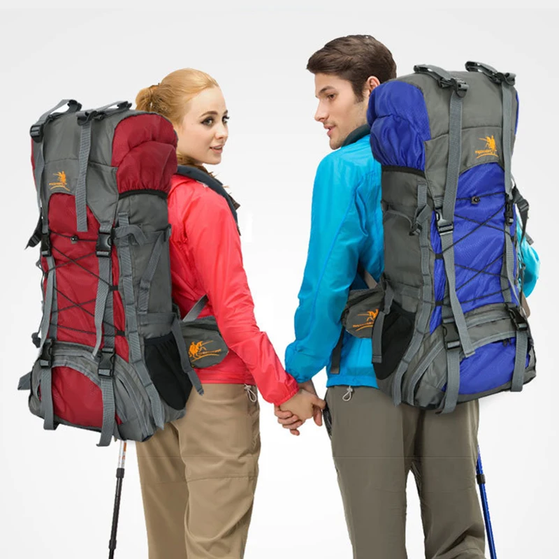 60L تسلق أكياس مجلة السفر على ظهره تسلق الجبال السياحية حقيبة الظهر التنزه الإرتحال الرياضة حقيبة التخييم في الهواء الطلق الظهر