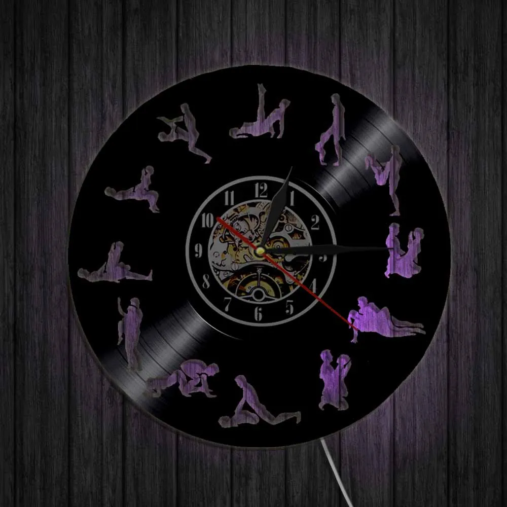24 часа секс позиция виниловая запись времени часы Камасутра арт секс любовь 3D настенные часы Современный Настенный декор для спальни