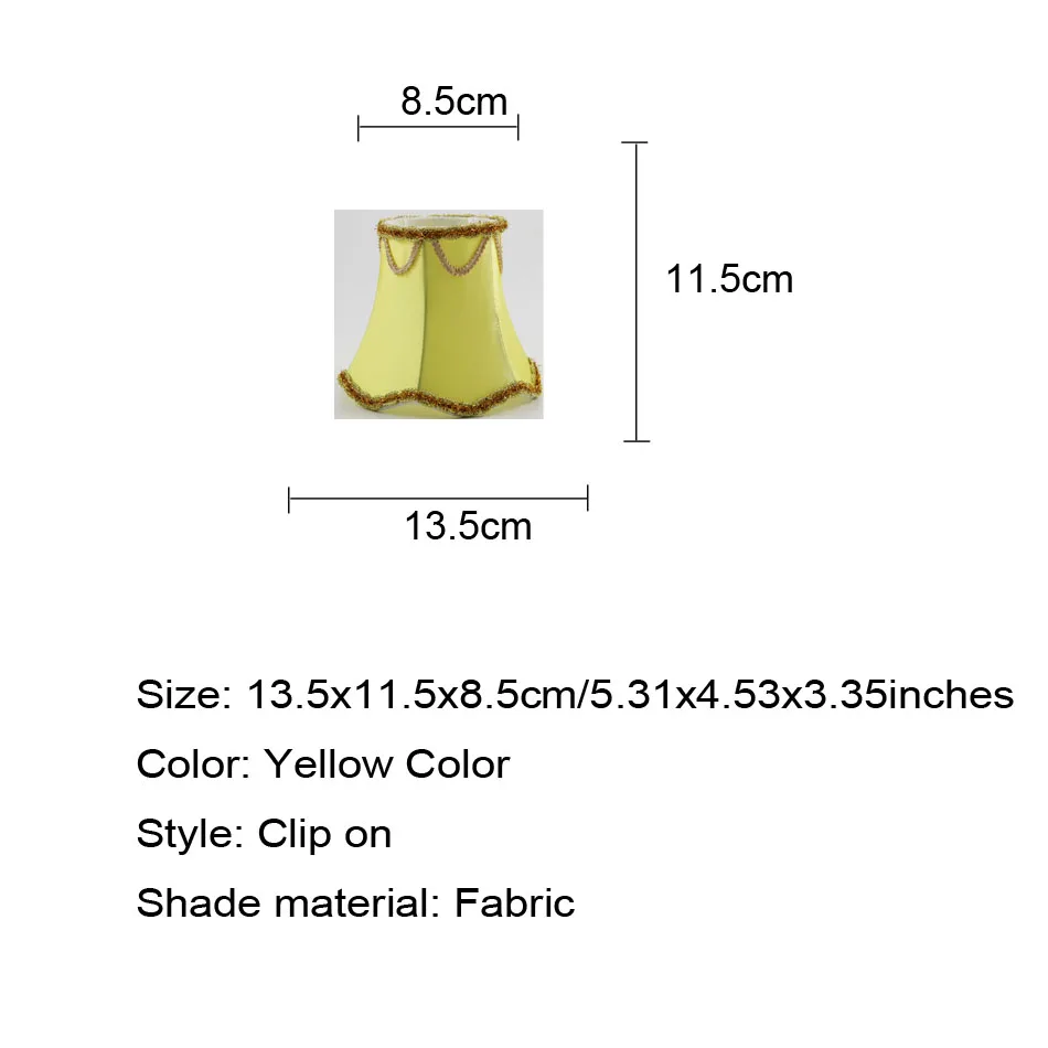 Диаметр 13,5 см/5,31 дюймов пасторальный Стиль Цветочный абажур, желтый цвет ткани, клип на