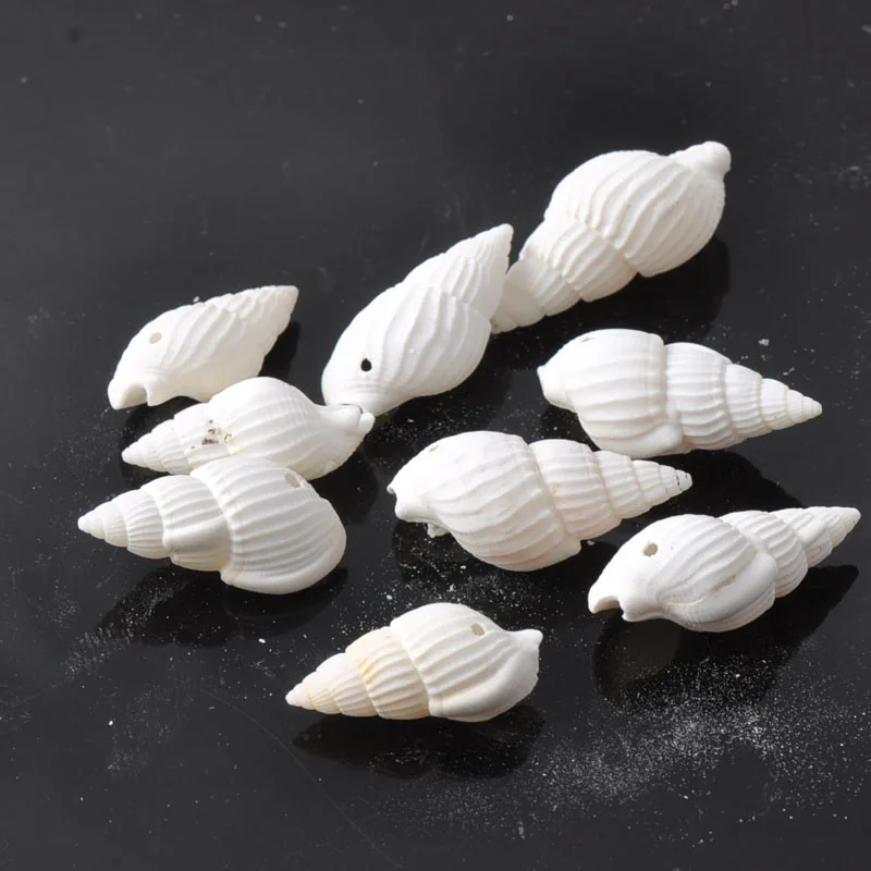 

White Natural Spiral Seashell with One Hole Craft Accessories for Scrapbooing Home Decoration Handmade 100pcs 12x22mm TRS0045