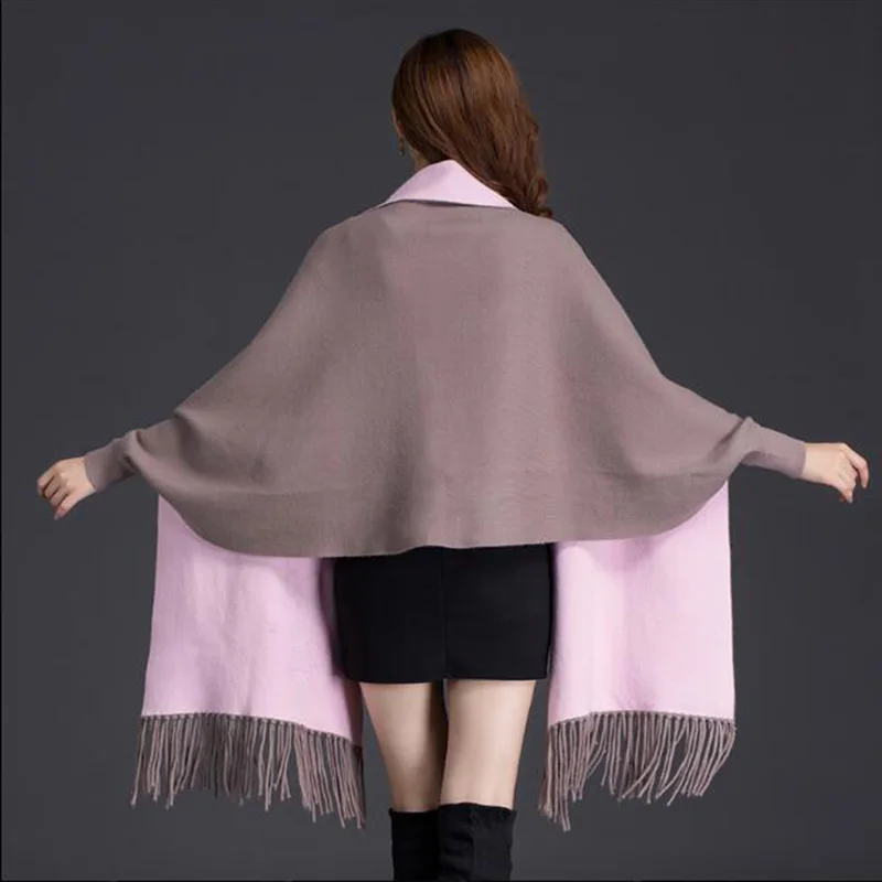 Женская осенне зимняя свободная накидка с кисточками|sweater cardigan|autumn wintercardigan sweater |