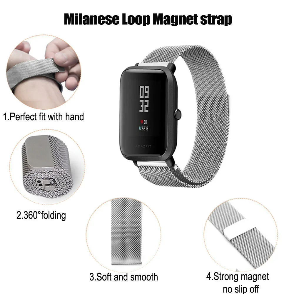 20 мм ремешок Браслет Для Xiaomi Amazfit GTS для часов Bip GTR 42 металлический из нержавеющей
