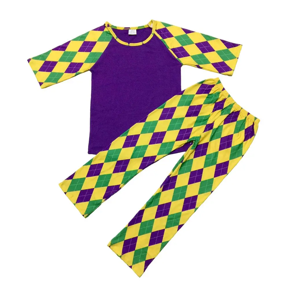 Mardi Gras/цвета: фиолетовый, зеленый и золотой, рубашки с принтом для маленьких девочек и леггинсы, штаны, наряд для праздника Mardi Gras