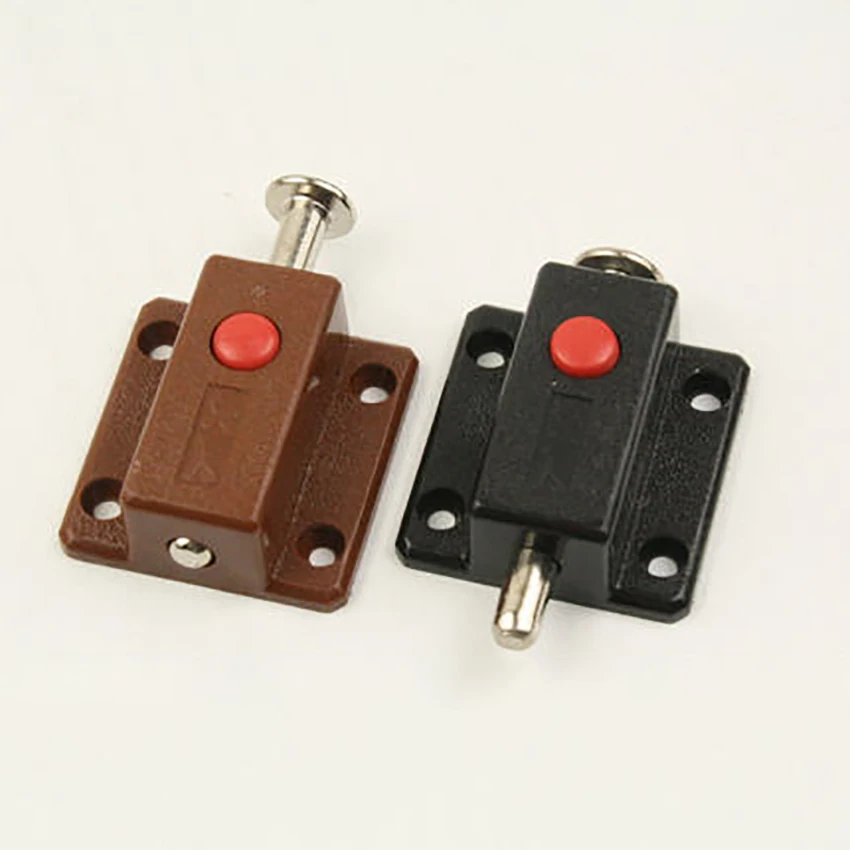 Modern Window Cabinet Push Button Plastic Spring Load Automatic Door Bolt Latches Lock Wooden Cupboard Wardrobe Doors Gates door latch