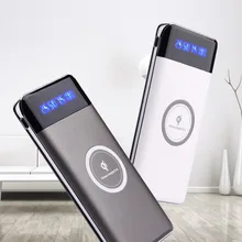 Portable 10000mAh Wireless Power Bank with Dual USB Port & Type-C Port & LED Display Mobile Charger for Qi Enabled Smartphones