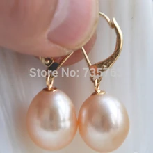 Xiuli 00241 Блеск AA++ 12x15 мм розовый КАПЕЛЬНОГО ПРЕСНОЙ ВОДЫ ПЕРЛ МОТАТЬСЯ СЕРЬГИ 14KGP