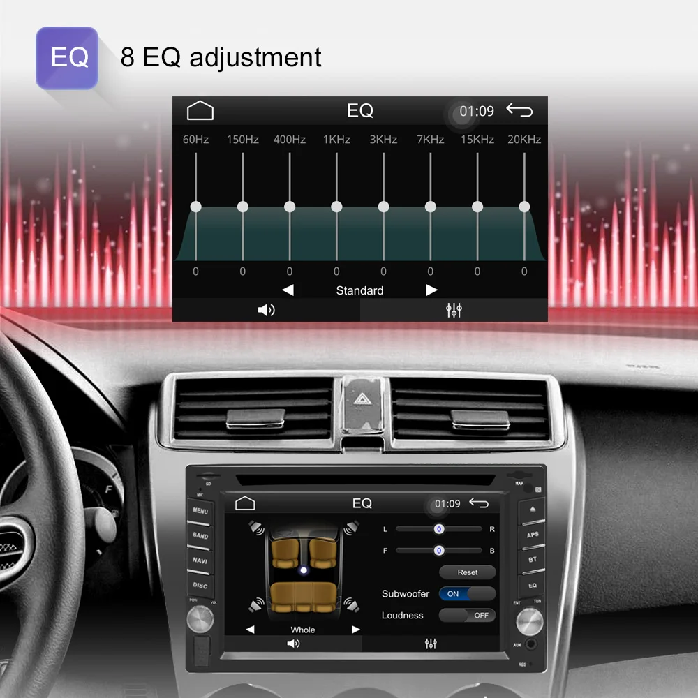 Excellent 2Din Universal Car DVD player Autoradio carplay 6.2"car Radio stereo Bluetooth USB/SD Steering Wheel Control phone Double Din 4