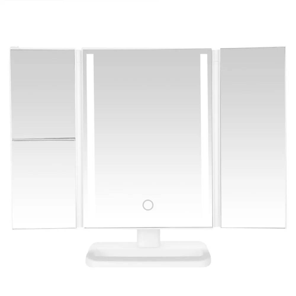 Makeup Mirror With LED Light Tri-Fold 24 LED Lighted Vanity Adjustable Cosmetic Make up Mirror Bathroom Desktop Mirror