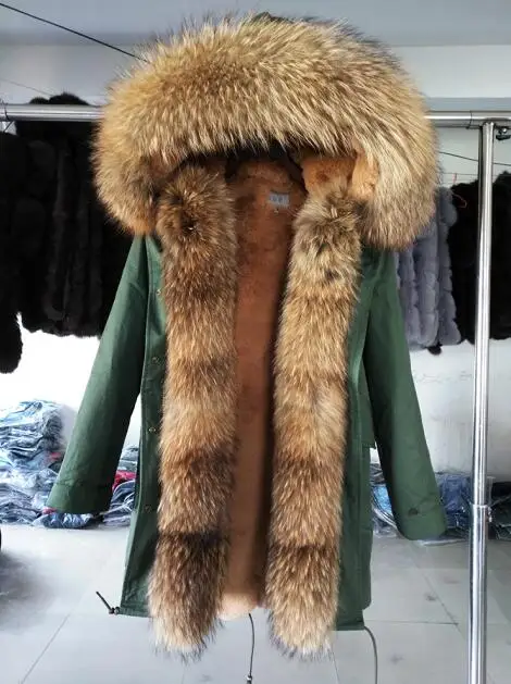 Женская Роскошная куртка с капюшоном и большим лисьим меховым воротником, съемная Толстая парка на меху из искусственного кролика, верхняя одежда, Длинная зимняя куртка - Цвет: 15 long
