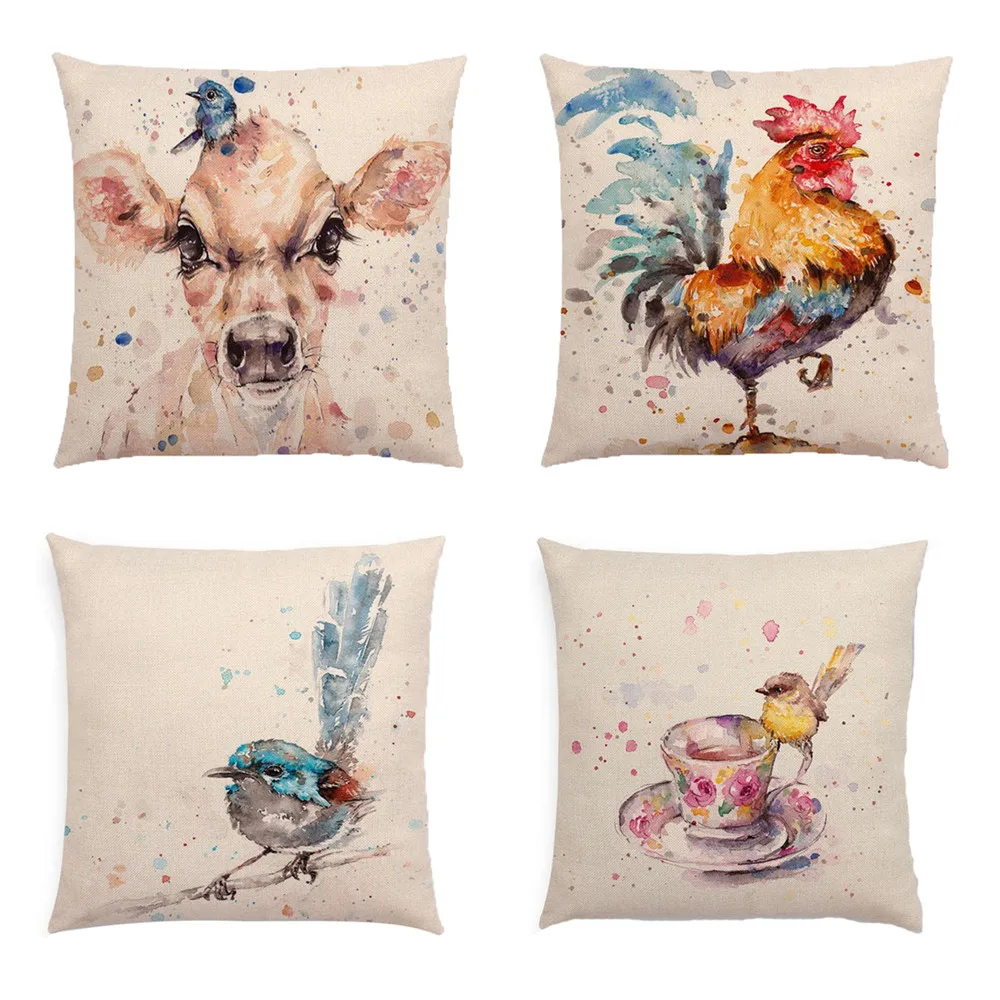 

Animal Pillow Cover 45*45cm Donkey Bird Wild Duck Monkey Cat Cushion Cover Yard Bedroom Bean Bag Sofa Decor Pillowcase F30