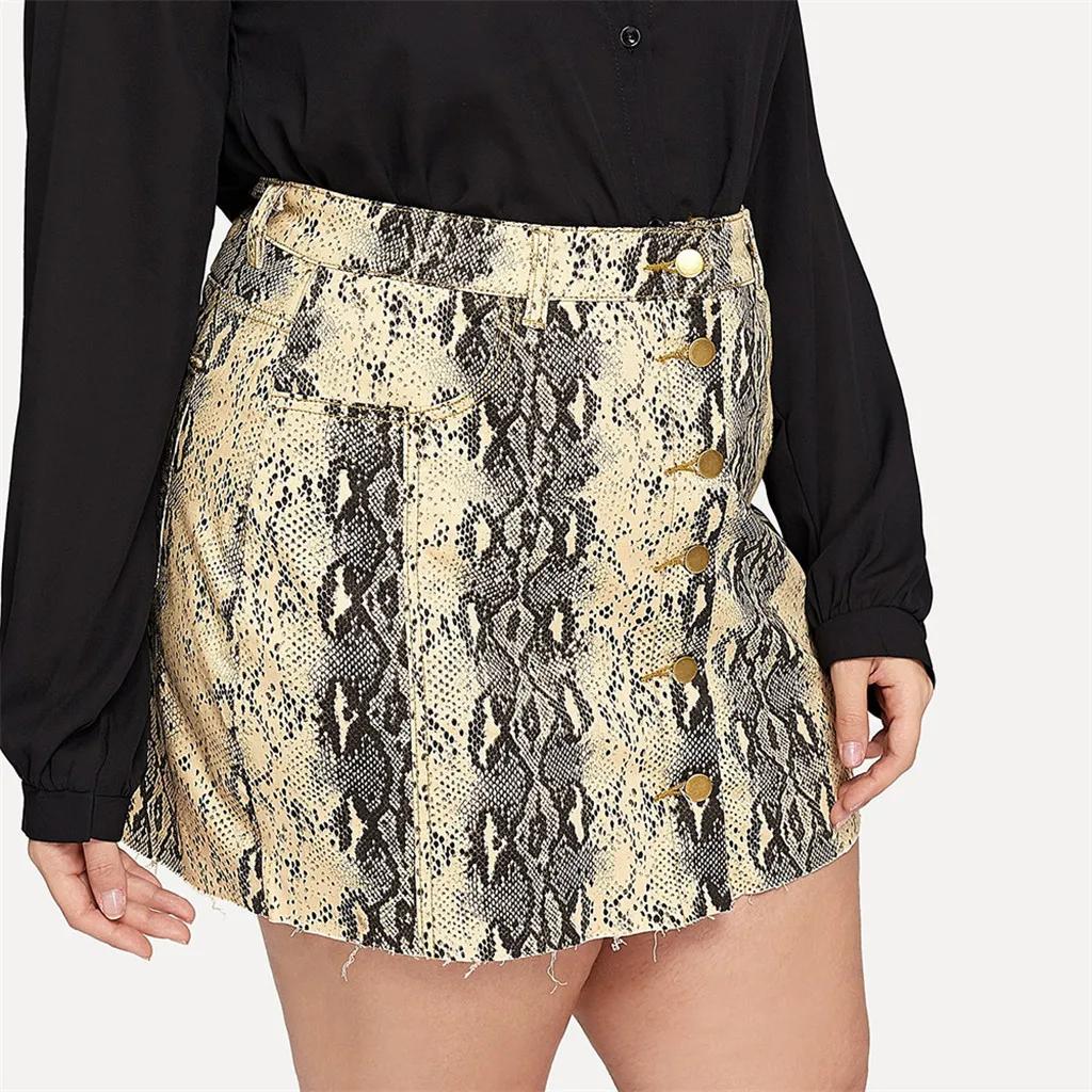 Feitong Short Sexy Women's Skirts Autumn and Winter Large Size Bodycon Skirt Female Slim Leopard Snake Pocket Skirt Jupe Femme