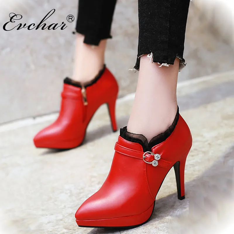 

NEw Crystals spring autumn Women Sexy super High Heel Boots Lace Flower Ankle Boots Platform Zip Ladies Shoes big size 32-43