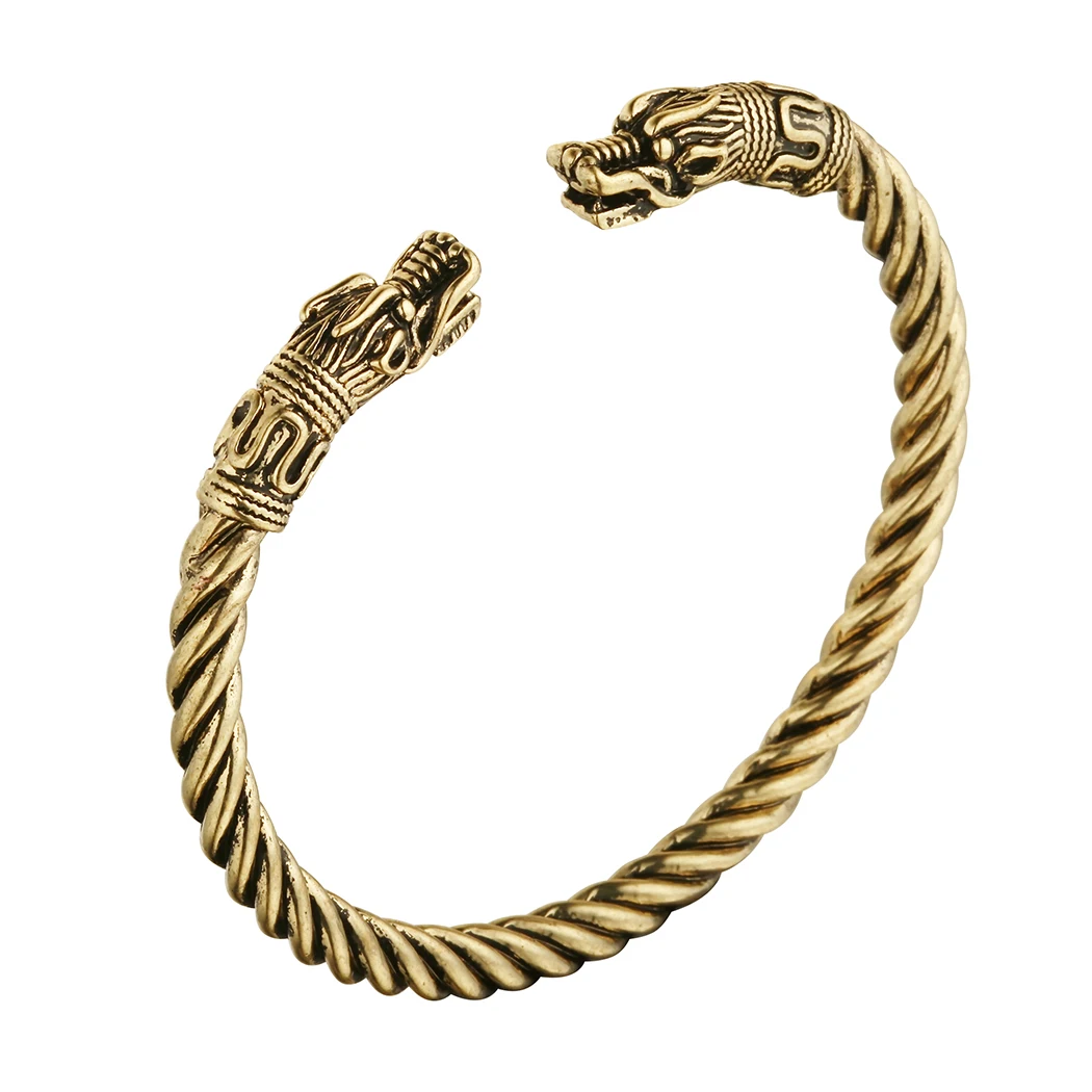 

LTF Men's Bracelet Retro Nordic Viking Adjustable Bracelet Large Gold And Silver Viking Faucet Bracelet Women's Punk Bar Jewelry
