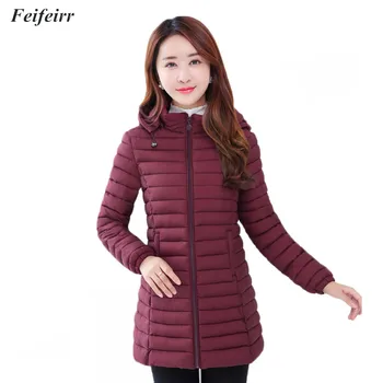 

Plus size 6XL Down jackets 2018 Fashion Women Winter Coat Korean version Long Slim light Down Cotton Padded Outwear Parkas