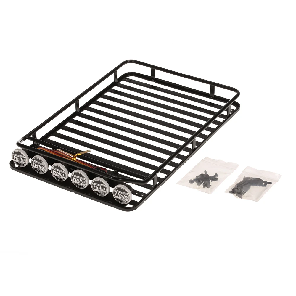 AX-519 Metal Roof Rack Luggage with 6 LED Light Lamp Kit  for Axial SCX10 RC4WD D90 RC Car 110 RC Rock Crawler Cars Parts (13)