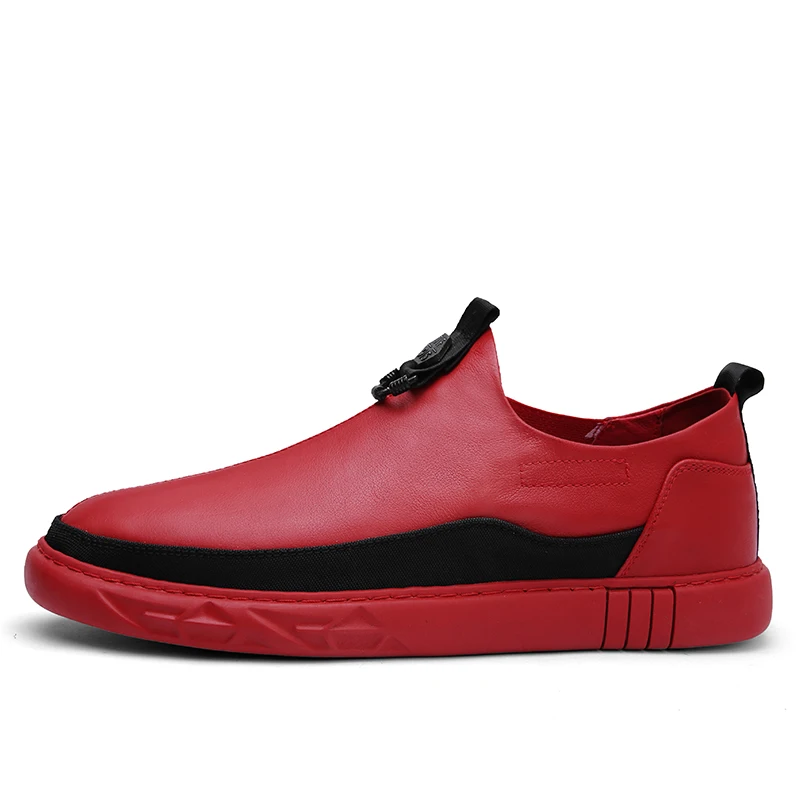 Летние мужские туфли; высококачественные кожаные туфли ручной работы; Мужские модельные повседневные дышащие Нескользящие туфли; zapatillas hombre Tenis Masculino - Цвет: red 8106-70