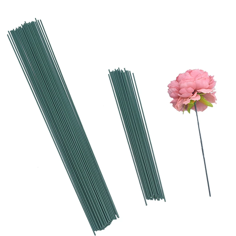 20pcs 15/25/40cm Artificial Green Flower Stem Diy Floral Material Handmade Wire Stem Accessoies