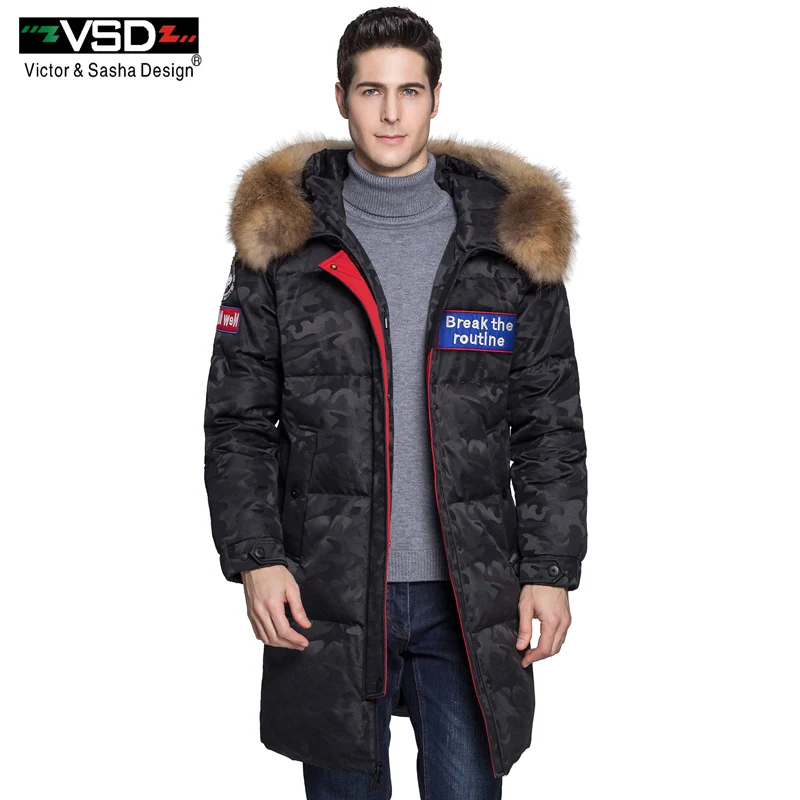 

VSD Winter New Duck Down Jacket Real Fur Collar Men's and Women's Camouflage Clothing Casual Jackets Thicken Warm Parkas VSD-980