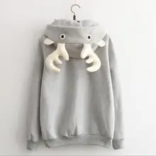 2016 Hitz Japanese casual long-sleeved hooded fleece warm antlers College Wind female Sweatshirts