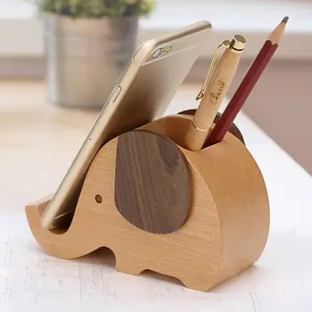 

13x5x9cm Cute Elephant Pen Cup Pencils Holder With Cell Phone Stand Tablet Desk Bracket Organizer Box For Smartphone Stationery