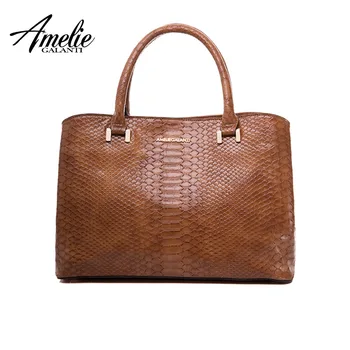 

AMELIE GALANTI 2018 Luxury Women Shoulder Bag Fashion Leather Serpentine Shoulder Bag Large Capacity Casual Totes Big Handbag