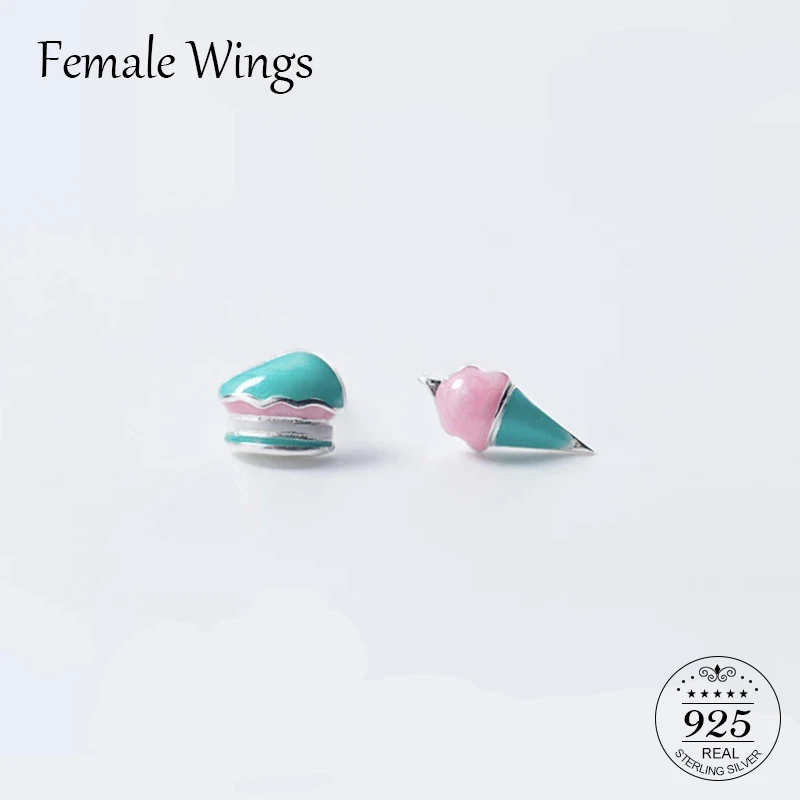 

Female Wings Cute 925 Sterling Silver Ice Cream Stud Earrings for Women Girls Kids Lovely Gifts Jewelry Mujer Moda Brincos FE127