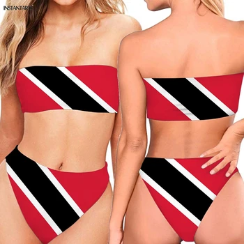 

INSTANTARTS 2019 Caribbean Trinidad and Tobago Flag Printed Bandeau Bikini Set Woman Sexy Bathing Beachwear Summer Swimming Suit