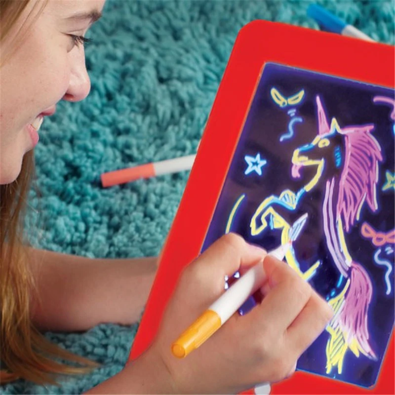 3D волшебный коврик светодиодная монтажная панель для детей пластиковая креативная художественная магическая доска с ручкой щетка детский буфер обмена образовательный набор подарок