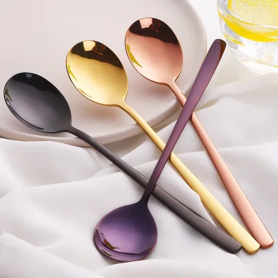 

3Pcs Home Scoops Coffee & Tea Stainless Steel Spoon Tableware Honey Practical Soup Ladle Ice Cream Sugar Long Handle Spoon LY408