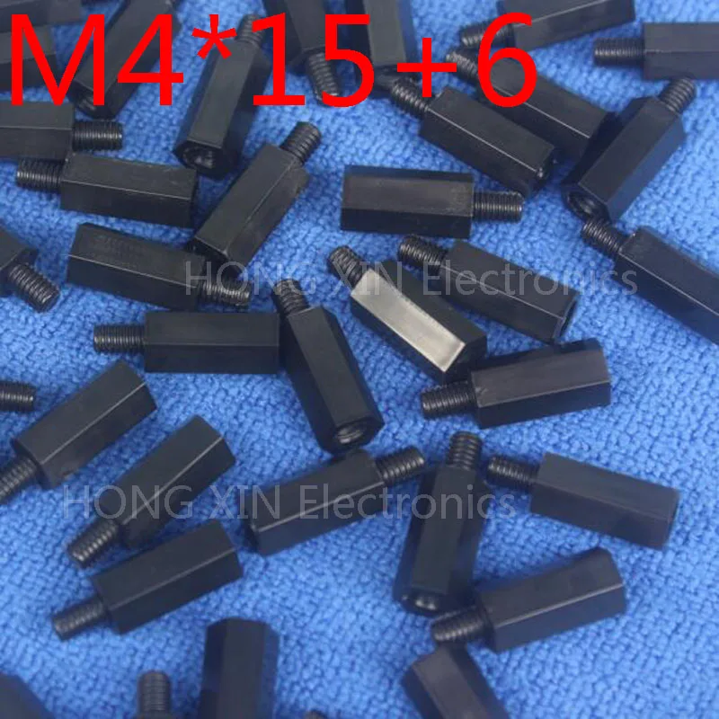 

M4*15+6 Black 1pcs Nylon Standoff Spacer Standard M4 Plastic Male-Female 15mm Standoff Kit Repair Set High Quality