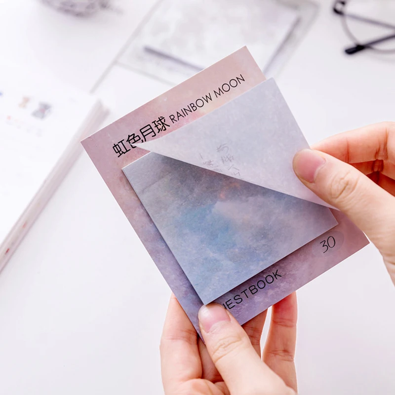 

4Pcs Creative Lovely Fancy Planet Space Galaxy Sticker Cute Kawaii Sky Memo Pad Sticky Notes Office Decoration Stationery Store