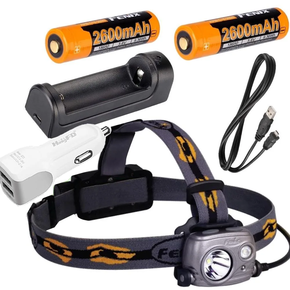 

Fenix HP25R 1000 Lumen USB rechargeable CREE LED Headlamp with 2 X Fenix 18650 rechargeable Li-ion batteries,ARE-X1 charger