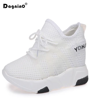 

DAGNINO 2018 Women 10cm Thick Sole Sneakers Ladies Fashion Casual Mesh Breathable Inner Height Shoes Superstar Chaussures Femme