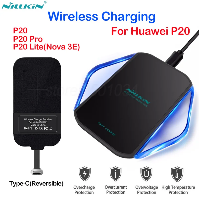 

Nillkin Qi Wireless Charger with USB C Type-C Charging Port Receiver Wireless Charging for Huawei P20/P20 Pro/P20 Lite