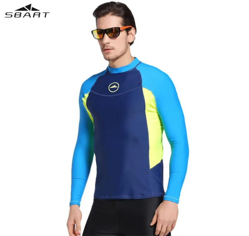 SBART Men Long Sleeve Anti UV Rashguard Surfing Diving Swim Shirt Snorkeling Tops Jellyfish Swim