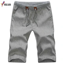 Новые летние льняные Пляжные шорты Для мужчин Slim Fit Хлопок Высокое качество брендовая одежда