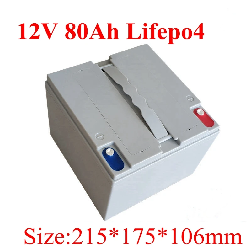 

Waterproof 12.8V 80ah Lifepo4 Battery 12v Lithium Batteria BMS 4S for Solar Energy House Hold Electric Supplie +10A Charger