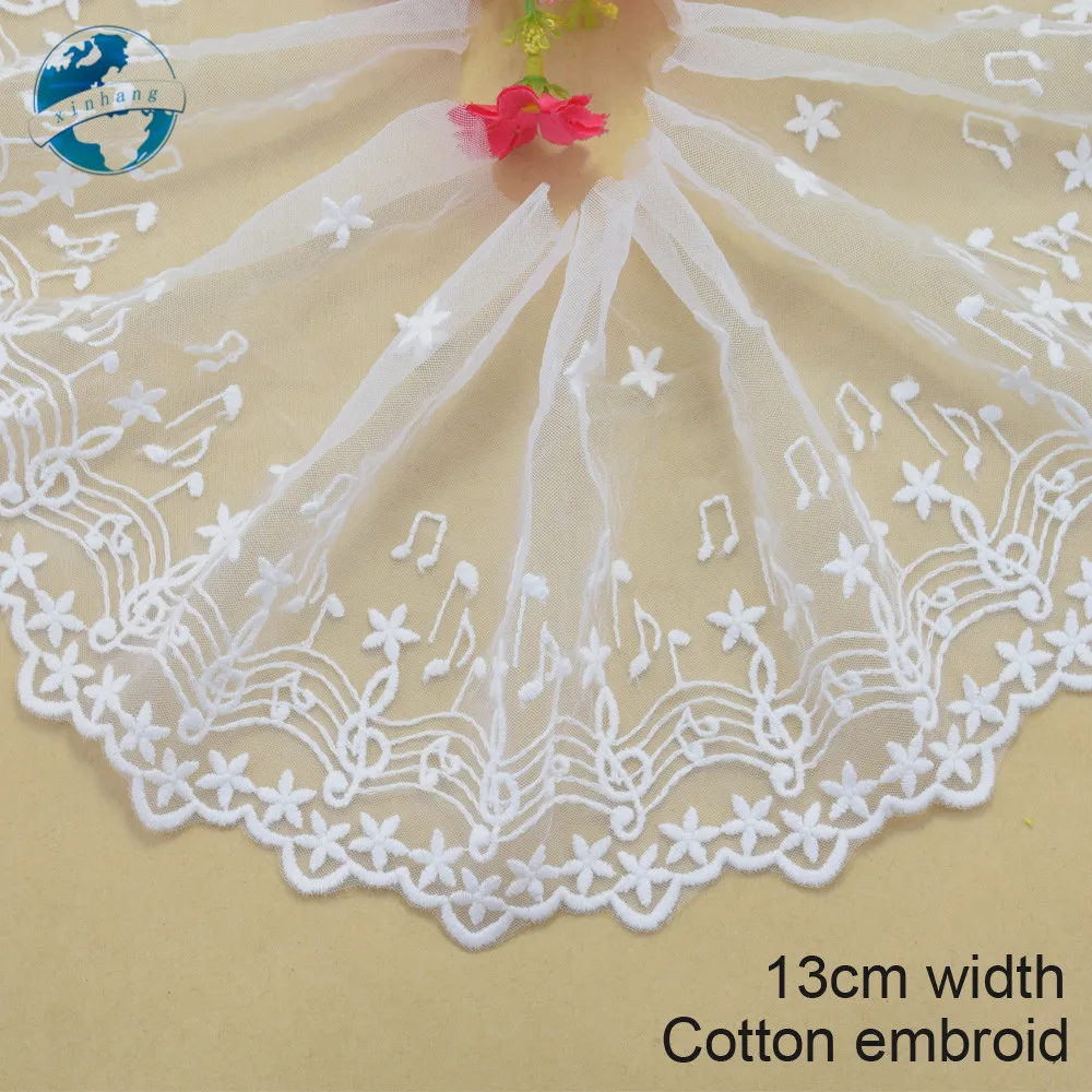 

13cm width Cotton embroid sewing ribbon guipure lace trim or fabric warp knitting DIY Garment Accessories free shipping#2972